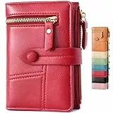 Lakpopya Geldbörse Damen 14×10cm, Geldbeutel Viele Fächer, Portemonnaie Damen PU Leder mit Münzfach (rot)