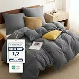 BEDSURE Bettwäsche 135x200 4teilig Anthrazit - 2 Bettbezüge 135x200 cm + 2 Kissenbezüge 80X80 cm, ÖKO-TEX Bettwäsche-Sets Grau Polyester Mikrofaser mit Reißverschluss
