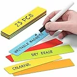 2DOBOARD Magnetstreifen beschreibbar - 15 cm x 2,5 cm Bunt - 25 Stück - Wochenplaner, Organizer – Für Metallschränke, Kühlschränke, magnetische Oberflächen