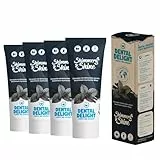 DENTAL DELIGHT Whitening Shimmery Shine Zahnpasta mit Aktivkohle, Vegane Zahnpasta mit Geschmack, Zahncreme (Aktivkohle-Minze, 4er Pack)