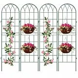 SUNYRISY Rankgitter Metall 4er Set, 150 cm hoch Garten Rankhilfe Spalier Rosengitter für Kletterpflanzen Blume Topfpflanzen Traube Gemüse