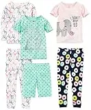 Simple Joys by Carter's Baby Mädchen 6-teiliges Schlafanzug-Set, eng anliegend, 3er-Pack, Grün Punkte/Marineblau Donut/Rosa Elefant/Weiß Zebra, 18 Monate