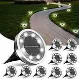 FLOWood 10 Stück Solar Bodenleuchten Aussen, 6500K Kaltweiß Solarleuchten für Garten Außen mit 8 LEDs, Wasserdicht Led Solar Gartenleuchten, Solarlampen für Außen Garten Rasen Auffahrt ·Gehweg Patio