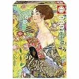 Educa - Puzzle von 1000 Teilen für Erwachsene | Dame mit Fächer, Gustav Klimt. Messen: 48 x 68 cm. Beinhaltet die puzzlekleber FixPuzzle. Seit 14 Jahren (19932)