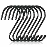 RVLZKCPG 8 Stück S Haken Groß 15CM Edelstahl Haken zum Einhängen Belastbar bis 30KG S-haken Schwarz Vinylbeschichtet Schwerlasthaken Metallhaken Anti-Rost Haken für Küche Badezimmer Schlafzimmer Büro