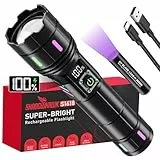 Shadowhawk Taschenlampe Led Aufladbar 500000 Lumen | Extrem Hell Taktische 12H Laufzeit taschenlampen mit 5000mAh Akku, IP67 USB C+A Flashlight für Outdoor/Camping/Wandern, Zoom & LCD-Display, 5 Modi