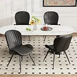 Hawthyhome Esszimmerstühle 4er Set, Küchenstuhl, Stuhl Esszimmer Wohnzimmer, ergonomischer Sessel, Armlehnstuhl, Polsterstuhl, Wasserdichtes Material,Metallbeine, Schwarz