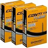 Continental Race 28 700 x 20-25c Bike Inner Tubes (Pack of 3) - Presta 60mm Long Valve, Schwarz