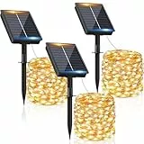 Solar Lichterkette Aussen, 3x12M 120 LED Solarlichterkette Außen Wetterfest 8 Modi IP65 Wasserdicht, Solar Lichterkette Outdoor für Balkon Balcony Garten Terrasse Zaun Camping Tor Hof Party Hochzeit