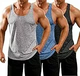 COOFANDY Tank Top Herren 3er Pack Unterhemd Herren Gym Tanktop Sport Unterhemden Fitness Muskelshirts Männer Funktionsshirt Schwarz/Hellgrau/Marineblau XL