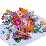 LINPOPUP Pop-Up Karte Blumen - Gänseblümchen - 3D Blumenkarte - Grußkarte Schmetterling, Geburtstagskarte, Muttertagskarte, für Frau, Mutter, Freundin, als Gute Besserung, Garten Gutschein, N190