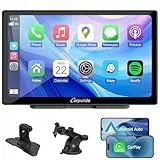 CARPURIDE C98 Kabelgebundenes/Kabelloses Carplay & Android Auto Tragbares Autoradio, 9-Zoll-HD-Touchscreen-Autoradio mit AirPlay Mirror Link, Bluetooth, Navigation, Siri, AUX, FM