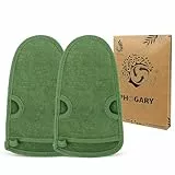 2 Stück Peelinghandschuh rau für Körper, Dusch Schwamm Body Gesicht - Peeling für Hamam, Sauna, Dusche, Körperpeeling & Massage Handschuhe (Grün)