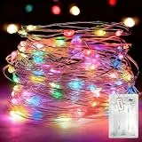 Peasur Lichterkette Batterie 2 Programm mit Timer, 3M 30 LED Lichterkettenbatterie Wasserdicht, Bunt Klein Draht Lichterketten Batterien Innen für Weihnachten Party Hochzeit Geschenke Deko