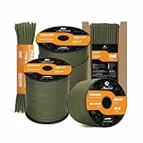 Abma Cord Paracord 550 4mm 100M 100% Nylon Seil Typ III Schnur mit 7 Kern für Basteln, Camping, Survival, Outdoor - Max. 250kg (550lbs) - Armee Grün