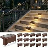 Qoosea Solarlampen für Außen Garten, 16 Stück Solar Treppenbeleuchtung Warmweiß Gartenbeleuchtung Solar, Wasserdichte LED Stufenleuchte Gartenlampe für Treppe Stufen Zaun Terrasse Weg Garten Deko
