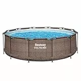 Bestway Steel Pro MAX Solo Pool ohne Zubehör 366 x 100 cm, Rattan-Optik (Schokobraun), rund