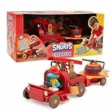 Giochi Preziosi Die Schlümpfe, Feuerwehrtruck-Spielset mit realistischen Funktionen und Zubehör, enthält Exklusive 5,5 cm große Kürbis-Schlumpf-Figur, ausfahrbare Leiter und Schlauch, ab 3 Jahren