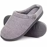 LongBay Damen Hausschuhe mit Memory Foam rutschfeste bequeme Slip-On Pantoffeln Grau,40-41 EU