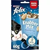 Felix KnabberMix Milchmäulchen Katzensnack, Knusper-Leckerlie Laktosearm, 8er Pack (8 x 60g)