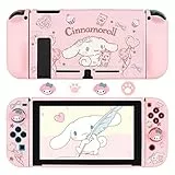 DLseego Schutzhülle Kompatibel mit Nintendo Switch, Andockbare TPU-Abdeckung mit 4 Niedlichen Daumengriffkappen, Zubehör für Kratzfestes und Stoßdämpfendes Design für Switch 2017– Rosa