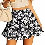 Vcindai Damen Sommer Rock Kurz Sommerrock Blumen Faltenrock Sicherheitsrock