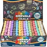 JOYIN 224-teiliges Gehwegkreide-Set, ungiftig, waschbar, Jumbo-Kreide für Outdoor-Kunstspiele, Malen auf Kreidetafel, Tafel und Spielplatz