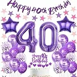 Ohaoduo Luftballon 40. Geburtstag Dekoration Frauen Lila Tortendeko 40 Geburtstag Frau Lila Party Deko