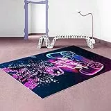 DYOUen Gamer rutschfeste Fußmatte Teppich Schlafzimmer 3D Controller Weihnachten Teenager Graffiti Spielkonsole Großer Dekoration Rugs Kinder Wohnzimmer Spiel Krabbelmatte (100x150cm)