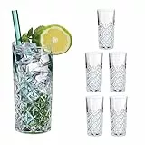 Relaxdays Longdrinkgläser, 6er Set, 300 ml, geschliffene Trinkgläser, spülmaschinenfest, Highball Gläser, transparent