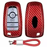 T-carbon Schlüsselanhänger-Etui kompatibel mit Ford Ecosport Edge Escape Explorer F-150 Raptor F-250 F-350 F-450 F-550 Fusion Mondeo Mustang,rot
