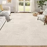 Enyhom Teppich Wohnzimmer 120 x 160 cm, Weicher Kurzflor Waschbar Küchenteppich Hochwertiger Moderner Pflegeleicht Teppiche für Schlafzimmer Büro Aufenthaltsraum, Beige