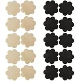 Creamlin 10 Paar Womens Sexy Pasties Einweg-Pasty Set Fleck Nippel Cover Multi Design (5 Paar schwarz & 5 Paar beige Blumenform)