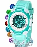 Juboos Kinder Digitaluhren Jungen Mädchen,7 Farben LED-Licht,50M Wasserdicht, mit Alarm,Stoppuhr Outdoor Armbanduhr für Kinder 5-16 Jahre