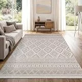 Paco Home Outdoor Teppich, Wetterfest, UV-beständig & Pflegeleicht, Flachgewebe Modern Boho-Style. Ideal für Terrasse Balkon Wohnzimmer & Küche, Grösse:160x220 cm, Farbe:Beige 2