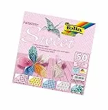 folia 491/2020 - Faltblätter Sweet, 20 x 20 cm, 80 g/qm, 50 Blatt sortiert in 5 Motiven - ideal für wunderschöne Faltfiguren und -formen