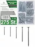 QUADRIOS GmbH | 275 Stück Stahlnägel Set | Nagel Set aus Stahl | Lange und kurze Nägel aus Stahl von 20mm bis 50mm, für Heimwerker, Bilder an der Wand aufhängen, Handwerk oder Bau