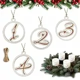 Joxessaien Adventskranz Zahlen 1-4 Holzanhänger Ø 5cm – Adventszahlen Set für Kerzen & Kerzenhalter, Advent Deko Weihnachten, Zahlenschilder Holz Rund, Weihnachtsanhänger Adventsgesteck