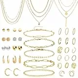 JSTHHTT 40 Stück Schmucksets für Damen, Goldschmuck Und Silberschmuck: Modeschmuck Schmuckset, Schmucksets Goldschmucksets für Frauen Trendige Klobige Goldene, Women's Jewellery Sets, Schmuckset Gold