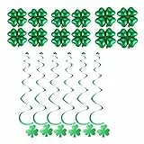 BESTOYARD St. Patricks Day Luftballons Banner Banner Deko Spiralen mit Vierblättriges Kleeblatt Anhänger St. Patricks Day Dekoration 18 Stück (Grün)