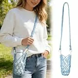 Wasserflaschenhalter Mit Verstellbarem Schultergurt, Wasserflaschenhalterung Flaschenhalter Zum Umhängen Für Festival Camping Wandern, Becherhalter Tasche Mit Zusatztasche (Blau)
