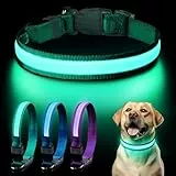 Leuchtend Halsband, Leuchthalsband Hund Aufladbar, LED Halsband Hund, Leuchtband Einstellbar Wasserdicht mit 3 Lichtmodi Hunde leuchthalsband für Kleine Mittlere Große Hunde Nachtspaziergänge