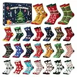 Moyel 24 Paar Adventskalender Socken Damen 39-42 Lustige Adventskalender 2025 Frauen Kreativ Advent Calendar Geschenke Frau Weihnachtskalender 2025 Adventkalender zum Befüllen Ideen Teenager Mädchen