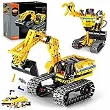 VATOS Technik Bagger Spielzeug Roboter 2-in-1 - Spielzeug Bausätze für Kinder ab 6 7 8 9 10 Jahre Jungen | STEM Kran Spielzeug Raupenbagger & Roboter 342 Teile Geschenk