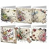 AMZGSHOP 6pcs Diamond Painting Grußkarten-Set, DIY Diamant Kunst Malerei Karten, Faltgrußkarte Handwerk, 5D Strass Stickerei Kunst Karten Kits, Mosaik Handgemachte Kreative Postkarten