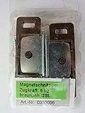 HKB ® 2 Stück Magnetschnäpper, Zugkraft 6 kg, Kunststoff braun/Metall, mit Gegenplatte und Schrauben, Hersteller Metafranc, Artikel-Nr. 350096