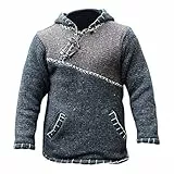 SHOPOHOLIC FASHION Herren-Kapuzenpullover aus Wolle mit Fleece-Futter und Kreuzreißverschluss und Kapuze, Hippie-Boho-Langarm, braun