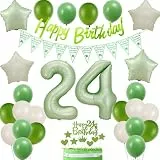 Luftballon 24. Geburtstag Deko Salbeigrün, 24 Geburtstag Deko Grün, Avocado Grün Ballon 24 Geburtstagsdeko, 24 Jahre Frau Dekoration Salbeigrün, 24. Party Dekoration Mann Frau