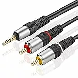 TNP 3,5 mm Klinke auf Cinch Kabel, Cinch Kabel - 30cm, 3,5mm Klinkenstecker auf 2X Cinch-Stecker, AUX Chinch Kabel, bidirektionales Audiokabel für Kopfhörer, AV-Audiogeräte/RCA-Stereo System schwarz