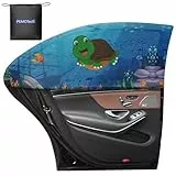 PEMOTech Sonnenschutz Auto Baby, [2 Pack/Cartoon Design] UV-Schutz Sonnenschutz Auto Kinder, Universal Dehnbare Sonnenblenden fit 99% Autos, Sichtschutz für Kinder, Familie, Haustiere, (27.2 „x39.8“)